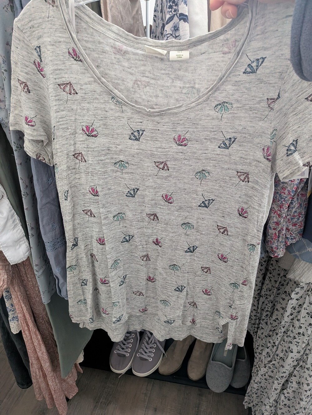 Lucy & Laurel 100% Linen Umbrella Tee S